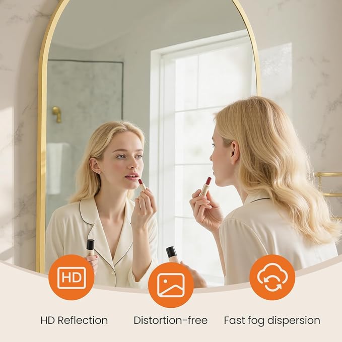 Sweetcrispy 26"x39" Arched Gold Bathroom Mirrors for Wall, Bathroom Mirrors for Over Sink, Wall Decor for Bathroom, Entryway, Bedroom, Vanity