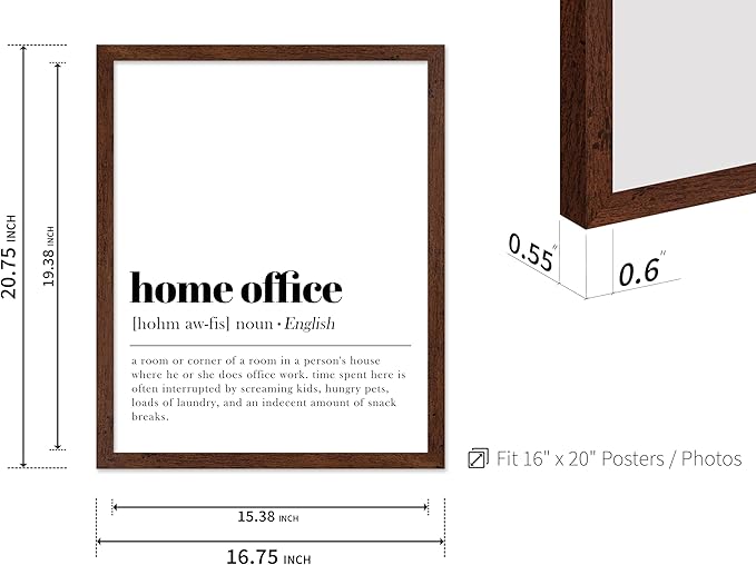 Poster Master Typography Poster - Retro Dictionary Print - Home Office Definition, Book Page, Funny - Gift for Colleague, Friend - Wall Decor for Home, Workplace, 16x20 Brown Framed