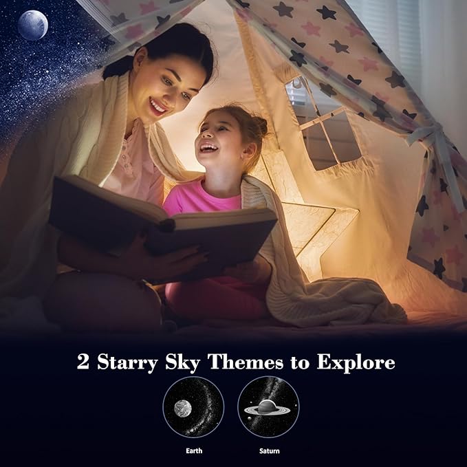 Star Projector Galaxy Night Light ¨C Planetarium Projector with Rotating Starry Sky, Constellations, Realistic Earth & Saturn | Bedroom Decor for Kids & Adults | Sleep Aid & Relaxation Gift