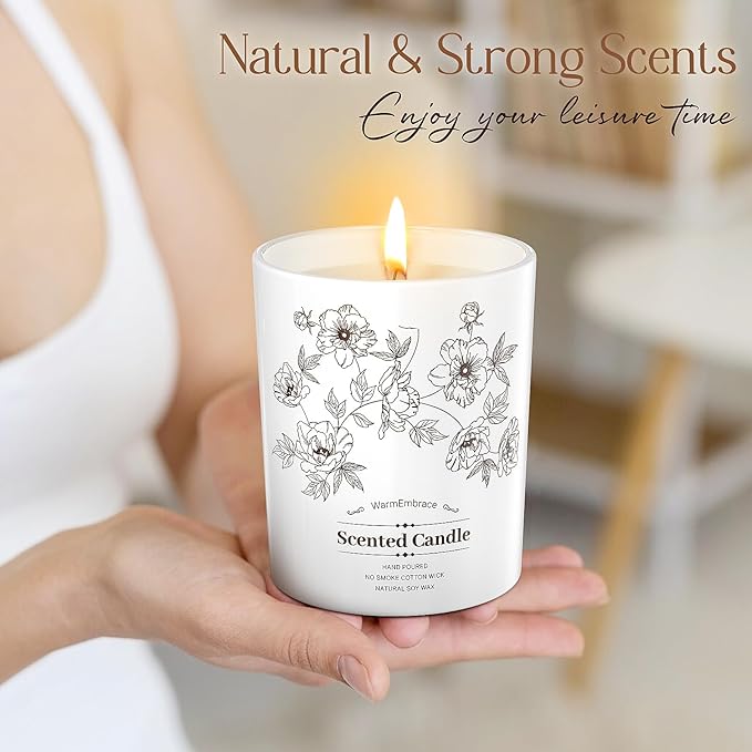 Deluxe Scented Candle for Women & Men, Vanilla Coconut Soy Wax Candle, 8 Oz Jar Candle for Home, Scented-60 Hours Long Lasting Burning, Suitable Gift for Mom
