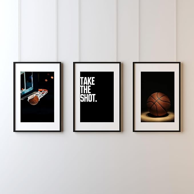 Eastern Print Inspirational Basketball Wall Art Prints, Set Of 6pcs Basketball Sports Posters for Sports Fans Boys, Teen Guys Room, Dorm, Bedroom Wall Decor Gift, Unframed (8X10 inch)