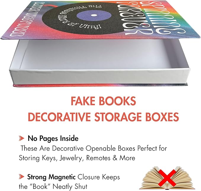 MESMOS Set of 2 Decorative Vintage Coffee Table Books for Music Lovers, Hardcover Fake Books for Decoration, Storage Box & Bookshelf Decor, Vinyl Record & Art Pop Culture Style Home Decoration