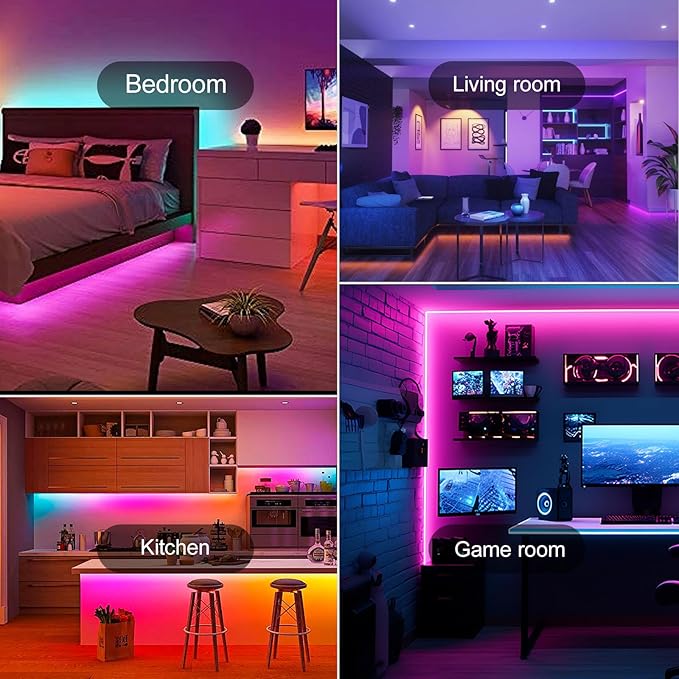 HBOWMDJIA 150 FT LED Strip Lights for Bedroom (2 Rolls 75 FT) with Remote and Application Controlled Smart LED Lights, Music Synchronized RGB Color Changing Light, Suitable for Room Party Decoration