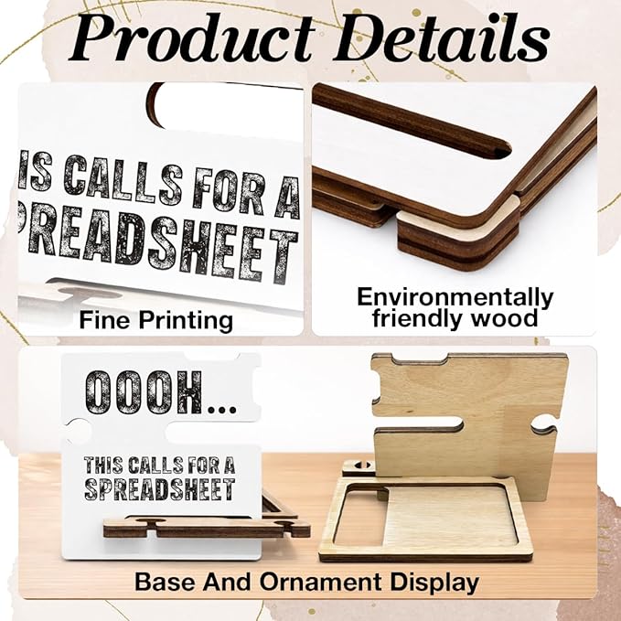 Funny Office Accountant Gifts - Multi-functional Desk Organizer - Humorous Office Quote Wooden Sign for Office Desk Shelf Decor