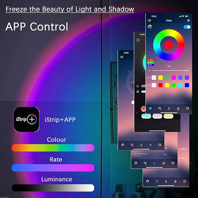Sunset Lamp with APP & Remote Control,16 Colors Night Light 180° Rotation Rainbow 4 Modes Setting for Photography/Selfie/Party/Home/Living Room/Bedroom Decor, Gifts Women