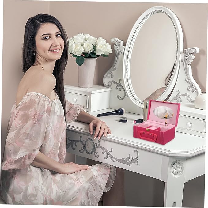 PartyKindom Jewelry Box Standing Organizer Makeup Jewelry Storage Buckle Lock Case Elegant for Friends