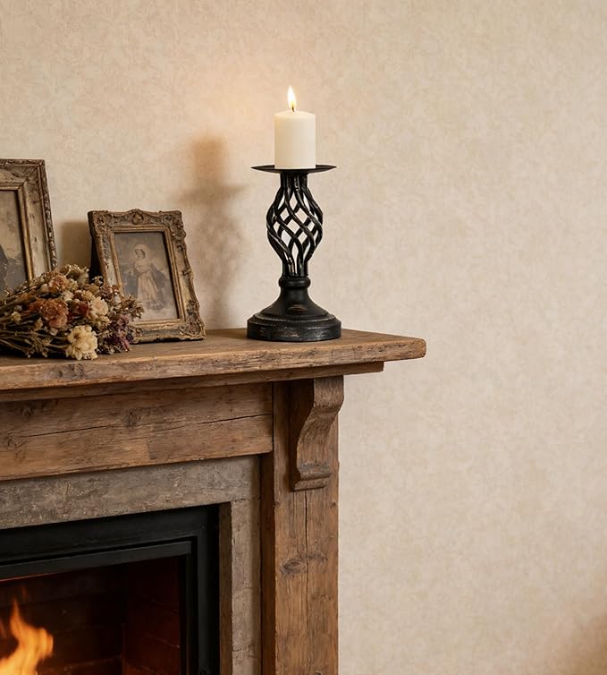 Candle Holders - Candlestick Holders Decorative LHQOO Metal Vintage Candle Holder with Non-Slip Base, Available for Home Decor, Wedding, Dinning, Party, Anniversary (Medium Size)