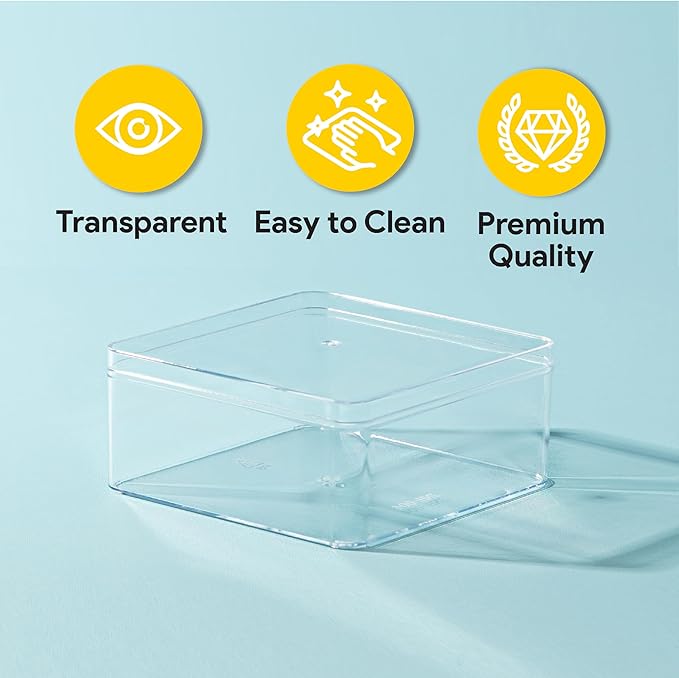 Hammont Acrylic Box - Party Favor Gift Boxes - Clear Cube with Rounded Edges for Gifts, Weddings, Treats, Candies & Accessories - Square Home Storage Boxes | 3.375"x3.375"x1.37" (12 Pack)