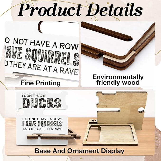 Funny Office Desk Decor - Multi-functional Desk Organizer - Humorous I Do Not Have Ducks Quote Wooden Sign for Office Desk Shelf Decor