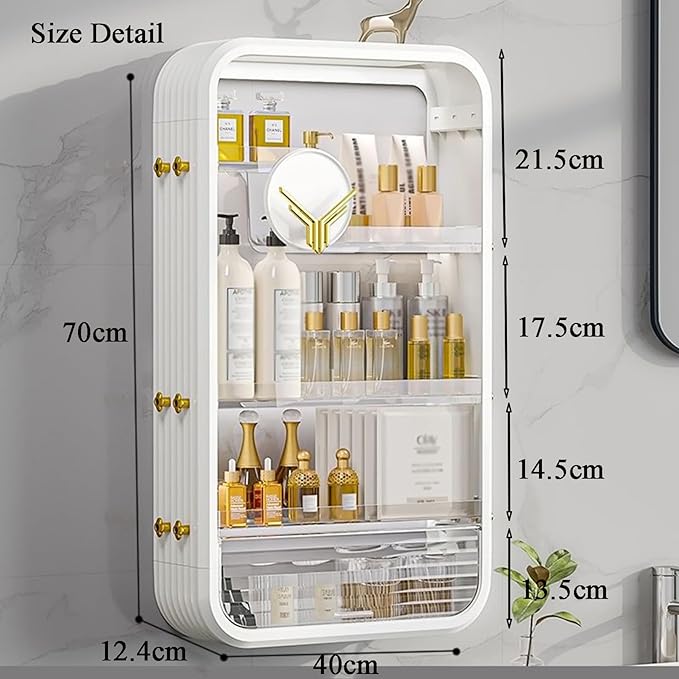 JATIBOSH Wall-Mounted Makeup and Skincare Organizers Cosmetic Storage Box for Bathroom, Living Roomand Bedroom, Wall Floating Shelves Organizer Transparent Multi-Function Floating Rack