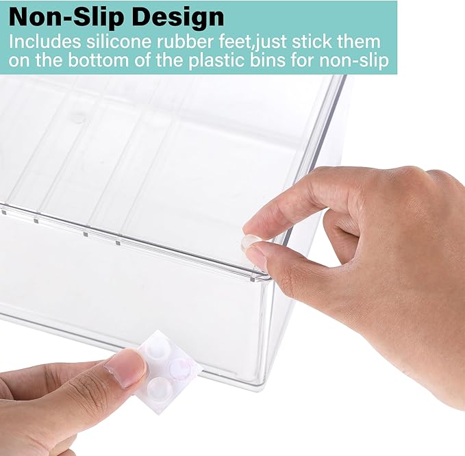 Prsildan Stackable Clear Makeup Organizer, 2 Pack Acrylic Storage Drawers with 4 Drawers for Vanity Bathroom Office Desk Modular Drawer System for Cosmetics Jewelry Toiletries Home Organization