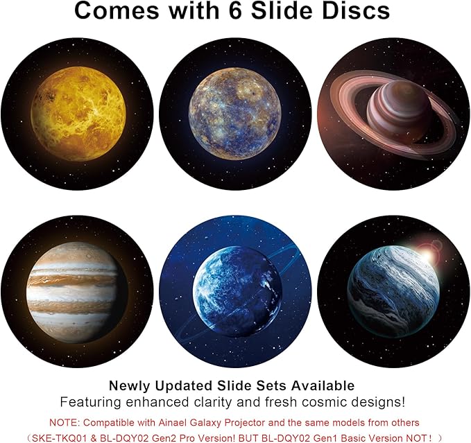 Galaxy Projector Disc – Ultra HD Projector Slide, Compatible Galaxy Projectors and Model SKE-TKQ01 & BL-DQY02 Projectors – 6 Disc Set