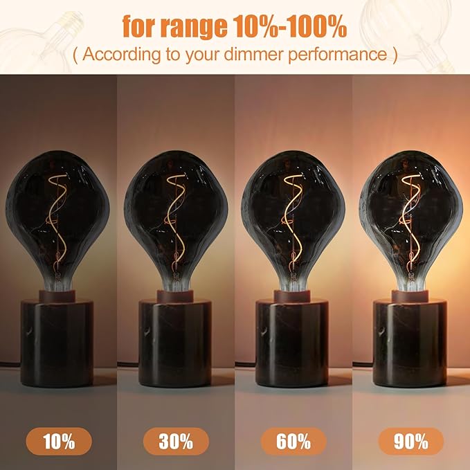 SD LUX Oversized Vintage LED Light Bulbs 5W, Medium Base E26, Giant Edison Bulb Large Decorative Bulb, Huge Edison Light, Dimmable 200LM(15W Equi) Pendant Lighting Warm White 2200K,1 Pack (A165-Smoke)