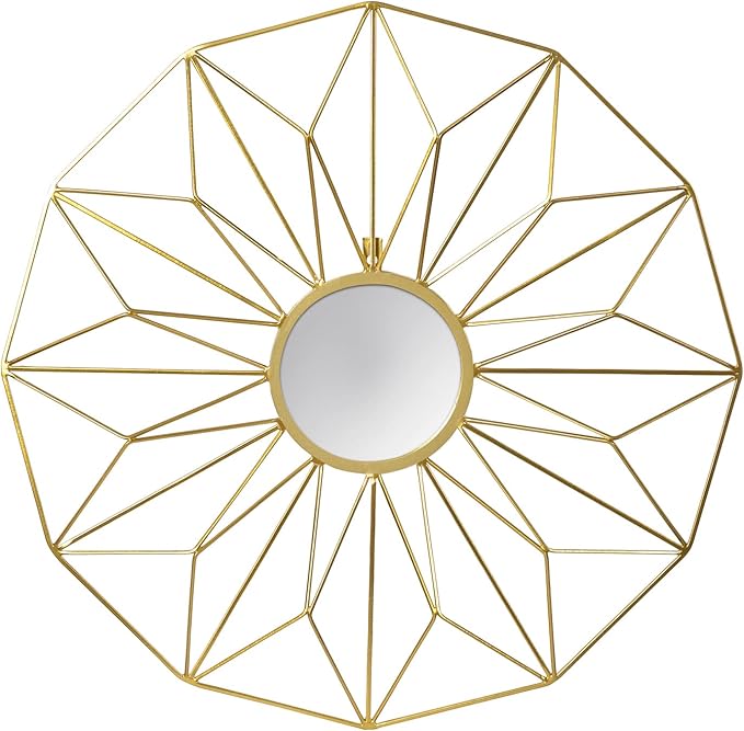 Asense 23 Inch Metal Wall Circle Mirrors Decor Round Classic Hanging Wall Art Modern Decoration for Home Decor Bathroom Bedroom Living Room(Gold)