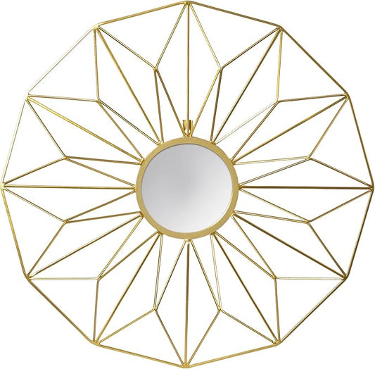 Asense 23 Inch Metal Wall Circle Mirrors Decor Round Classic Hanging Wall Art Modern Decoration for Home Decor Bathroom Bedroom Living Room(Gold)