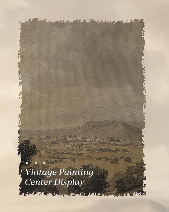 HUARCEY Framed Canvas Wall Art Vintage Decor, Mountain Clouds Picture Decor, Rustic Vintage Neutral Canvas Paintings Retro Table Desk Pictures for Bedroom Living Room, 12x16Inch