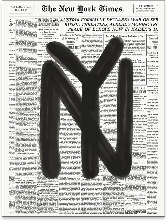 noxozoqm Black and White Newspaper Wall Art Vintage New York City Poster Trendy Minimalist Aesthetic Canvas Prints for Apartment Bedroom Wall Decor 08x10 inch Unframed