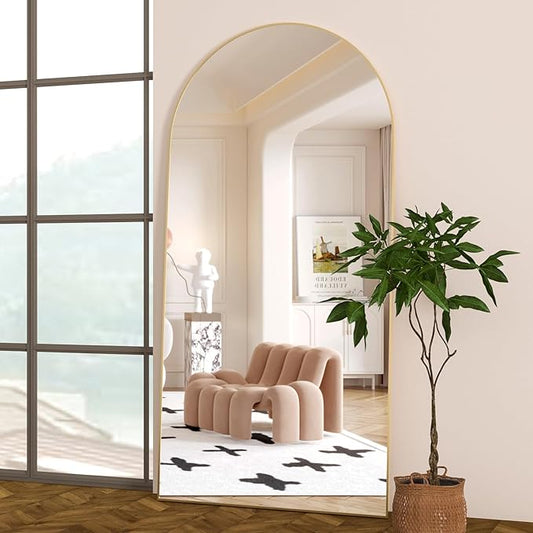 Arched Floor Mirror 76"x34" Gold Arch Full Length Mirror with Stand Large Wall Mirrors Full Body Mirror Standing Hanging or Leaning Against Wall for Bedroom Entry, Bedroom, Living Room