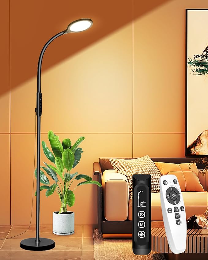 Aoife Light Therapy Floor Lamp, 11000 Lux Full Spectrum Sun Light Therapy Lamp, No UV Sunlight Lamp with 10 Color Temperatures and 10 Brightness Levels (Black)