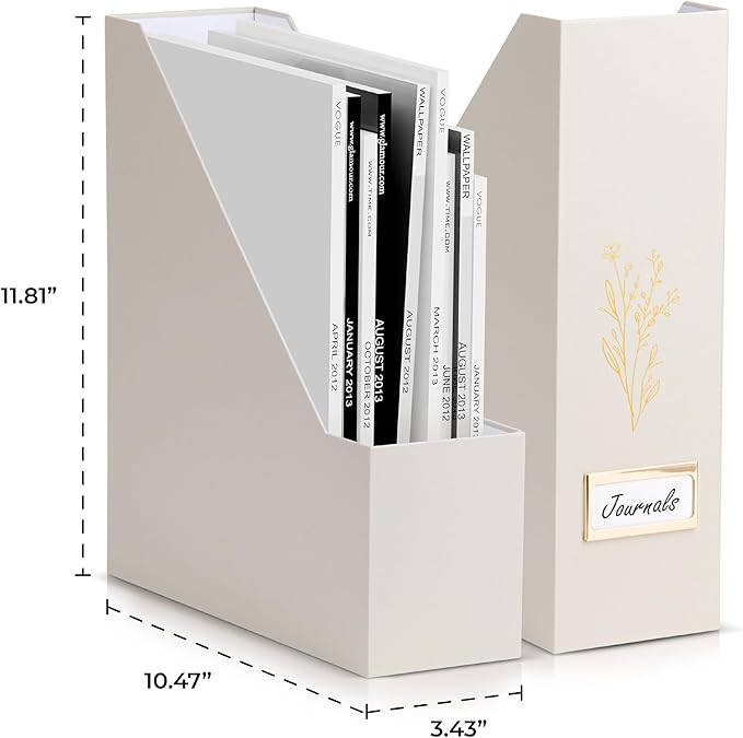 ZICOTO Beautiful Magazine Holder Set Of 3 - Sturdy File Holder to Organize Your Desk Or Shelves - The Perfect Office Storage to Effortlessly Organize Your Paperwork/Files, Magazines, Books Or Binders