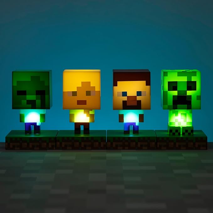 Paladone Minecraft Creeper Light, Lamp, & Night Light - 12 cm Tall - Battery Powered - Gaming Room & Bedroom Decor for Minecraft Gamers