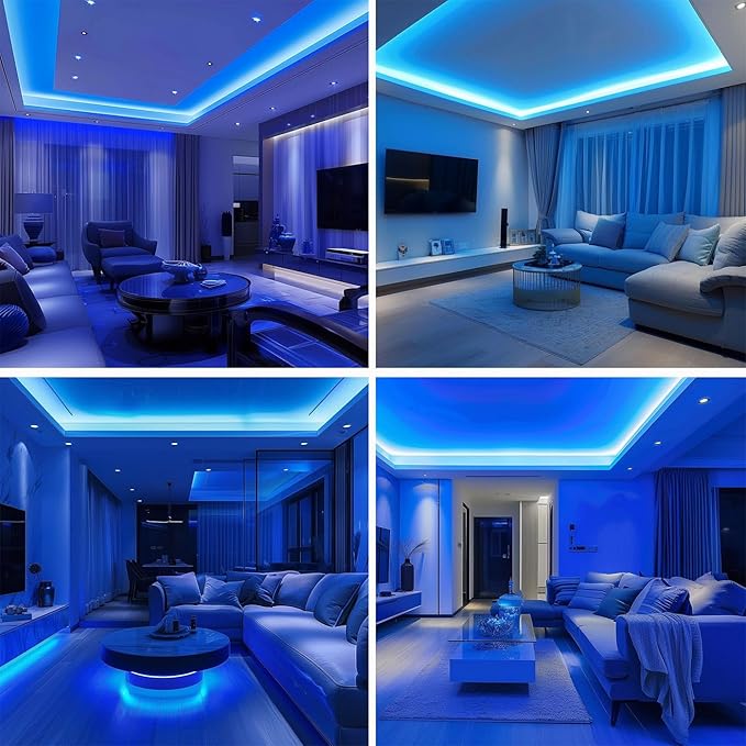 TOPAI 24V COB LED Strip Light Blue Waterproof IP65 16.4ft/5M Dotless 480LED/M 2400LEDs Cuttable Flexible LED Tape Light for Cabinet Home DIY Lighting Projects