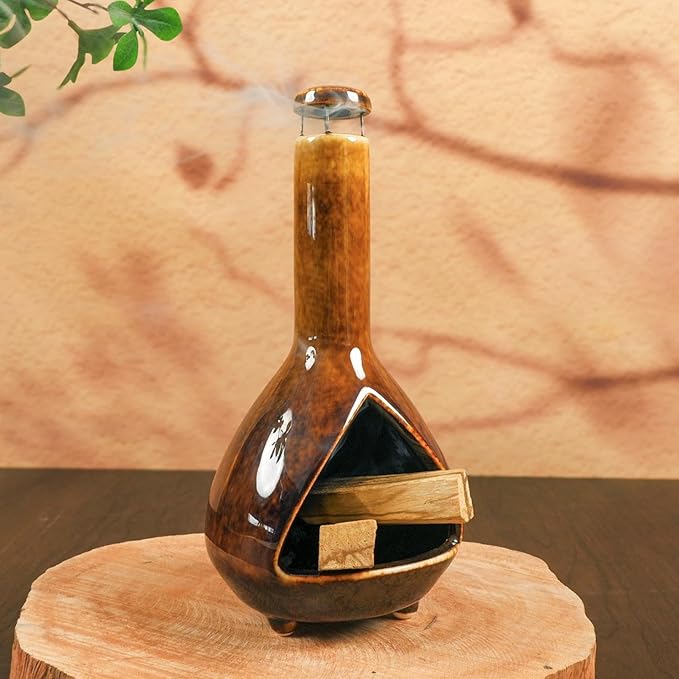 MOUGIGI Premium Ceramic Palo Santo Holder - Mini Chiminea for Sage & Incense - High-Temperature (1200°C) Cleansing Design for Energy Purification - Perfect for Yoga, Meditation, and Aromatherapy