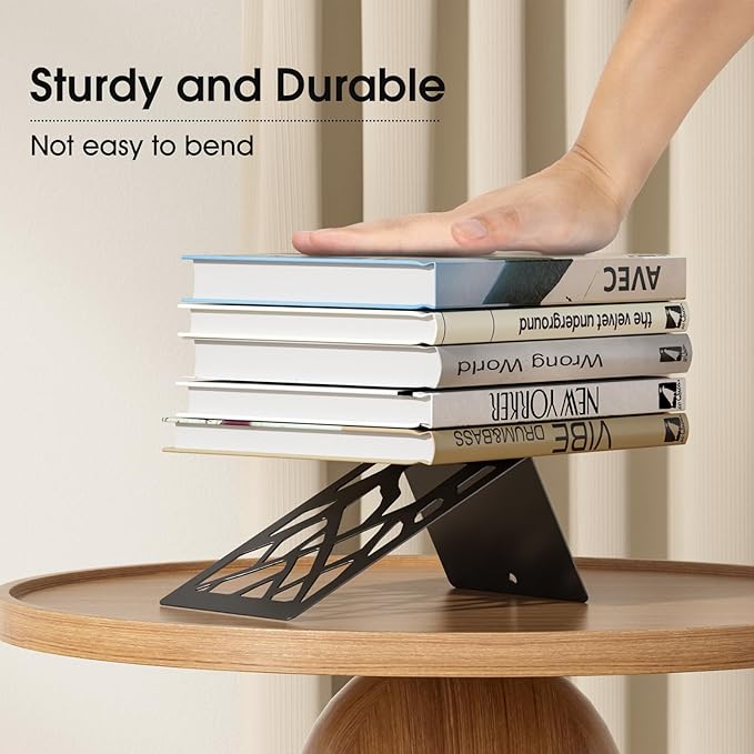 MaxGear Book Ends Tree Design Modern Bookends for Shelves, Non-Skid Book Holder, Heavy Duty Metal Book Storage for Books/CDs, Decorative Book Stopper for Home, 7 x 4.7 x 3.5”, Black,2 Pair/4 Pieces