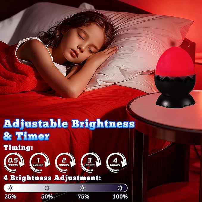 Red Night Light, Light Therapy Lamp, 2-in-1 Sensory Lights for Autism, 670nm Red Light for Sleep, Sensory Room Must-Have, Light Projector for Kids, Adults, Birthdays - 7 Color Modes with Remote(Black)