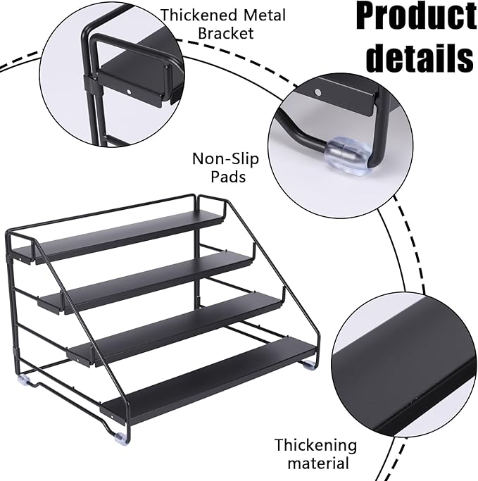 Cologne Organizer for Men, 4 Tier Perfume Stand, Metal Display Riser Stand, Dresser Organizer with Anti-Slip Washers,Display Stand Shelf for Fragrance, Skincare, Figurine, Dessert