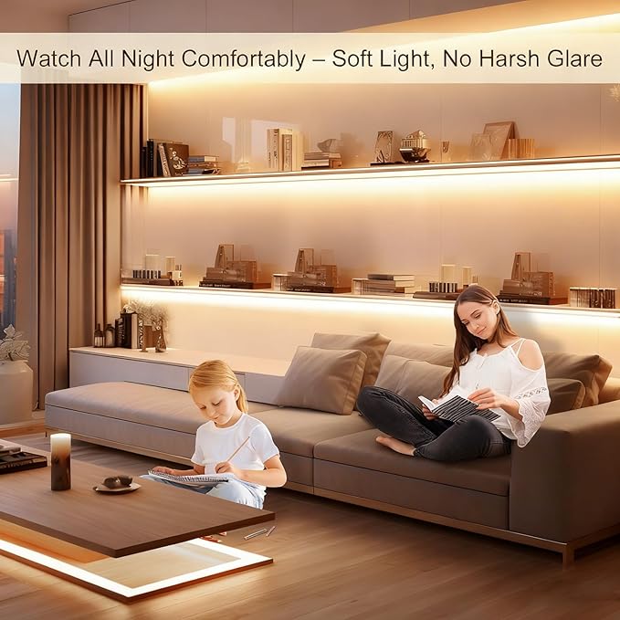 ZSLAIFU 2Pack Battery Powered LED Strip Lights, 3.28FT COB LED Light Strip, Warm LED Strip Light for Under Cabinet, Closet, Shelves, Bedroom, DIY Lighting Battery LED Strip Lights