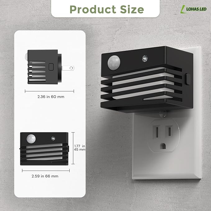 L LOHAS LED Night Lights Plug into Wall, 3 Mode Dimmable Plug in Night Light with Motion Sensor, Adjustable Brightness, 3000K Soft White for Bedroom Bathroom Hallway