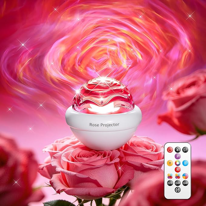 PIKOY Rose Birthday Gifts for Women Flower Lamp with 11 Mixed+4 Solid Colors, Dimmable Mothers Day Gifts for Mom, Sunset Lamp Ambient Lighting with Remote, Aurora Light Projector for Bedroom Teen Girl