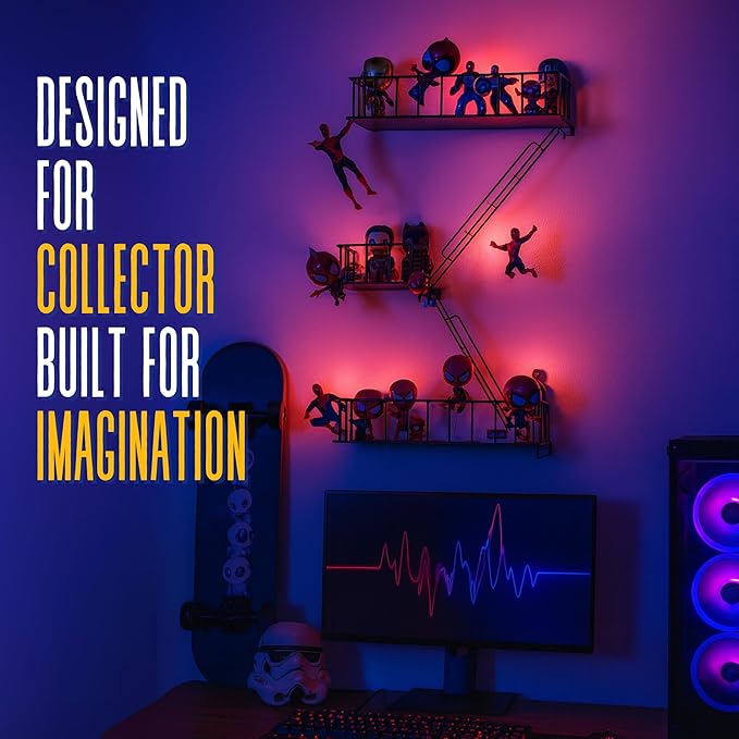 Fire Escape Wall Shelf – New York Decorative Floating Shelf – Wall Art Ladder Shelf – Black Metal Trinket Shelves for Bedroom, Home, Office, Storage and Display (2.5-Tier)