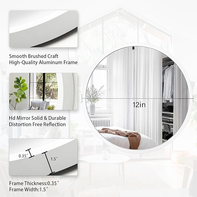 JJUUYOU Small Round Mirror for Bathroom Vanity Mirror or Wall Mirror Decor Metal Frame Wall Mounted Mirror for Bathroom Living Room Bedroom Entryway
