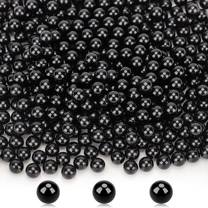 Suream 7500Pcs No Hole Polished Beads for Makeup Brush Organizer, Round Shiny Pearls for Vase Filler, Durable Beads for Wedding Centerpiece, Table Scatter, Home Birthday Party, 4mm/0.15Inch Black