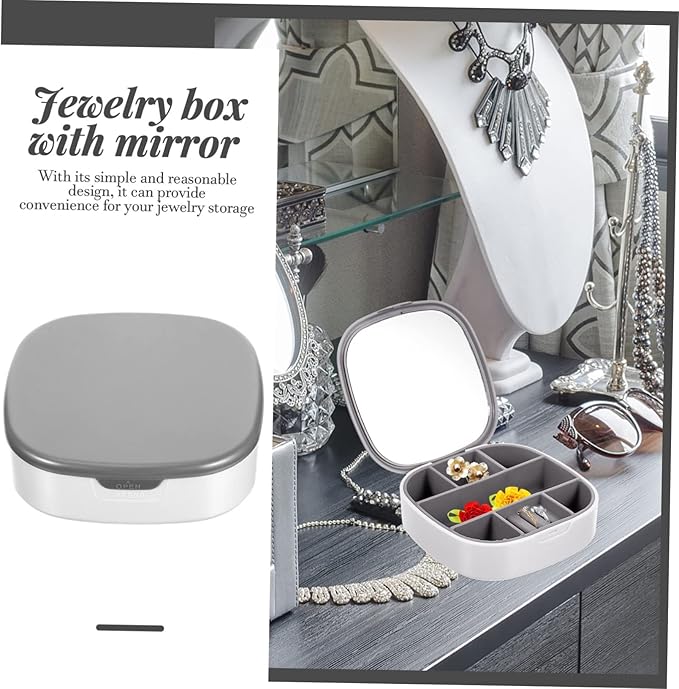LIFKOME 2pcs Box Jewelry Box Mirror Travel Case for Jewelry Organizer Pu Watch Storage Earrings Holder Makeup Organizer Case