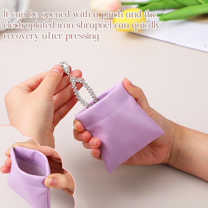 50 Pcs PU Leather Jewelry Pouch Travel Bag Gift Bags Pocket Cosmetic Bag Portable Jewelry Organizer (Multicolor)