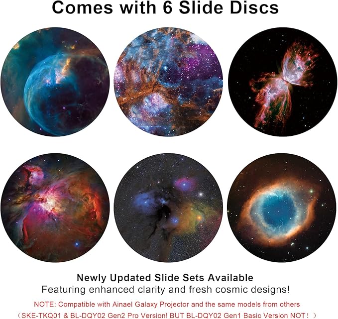 Galaxy Projector Disc – Ultra HD Projector Slide, Compatible Galaxy Projectors and Model SKE-TKQ01 & BL-DQY02 Projectors – 6 Disc Set