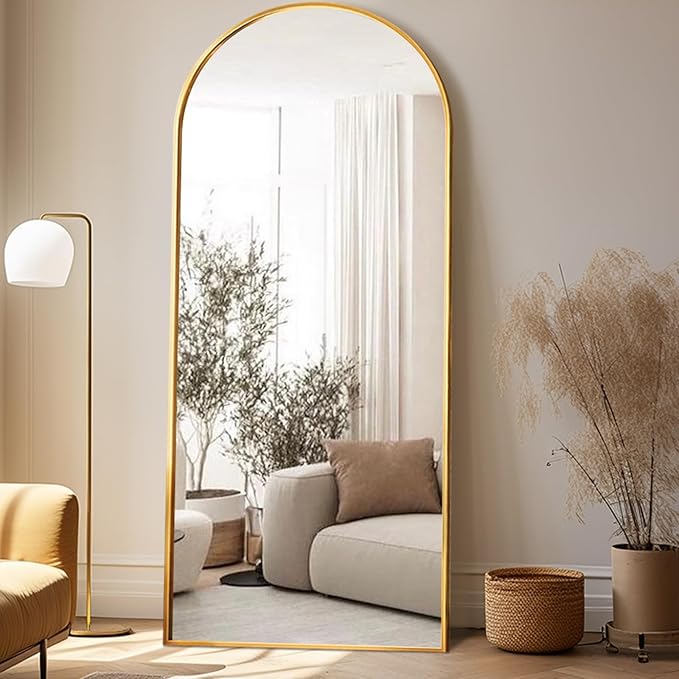 Rowjut Large 71"x30" Arched Full Length Mirror, Gold Mirrors Full Length Floor Mirror Standing for Bedroom, Living Room, Wall Mounted & Full Body Mirror Hanging or Leaning(Gold)