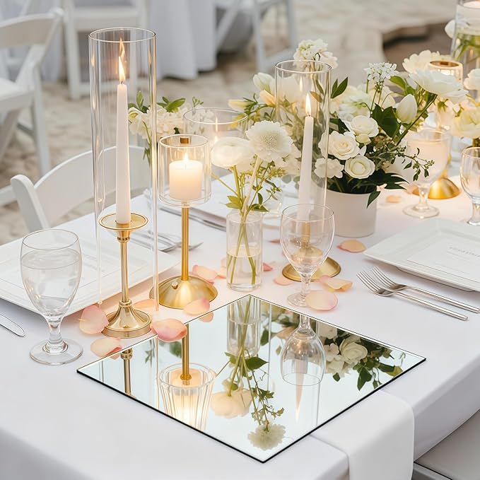 30PCS Square Mirrors for Centerpieces for Tables, 6" Square Flat Mirrors Trays Plates for Centerpieces for Table Decorations, Square Mirror Candle Plates for Wedding Table Centerpieces