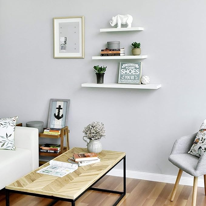 WELLAND Simons Floating Wall Shelf Ledge Shelves, 18-Inch, White