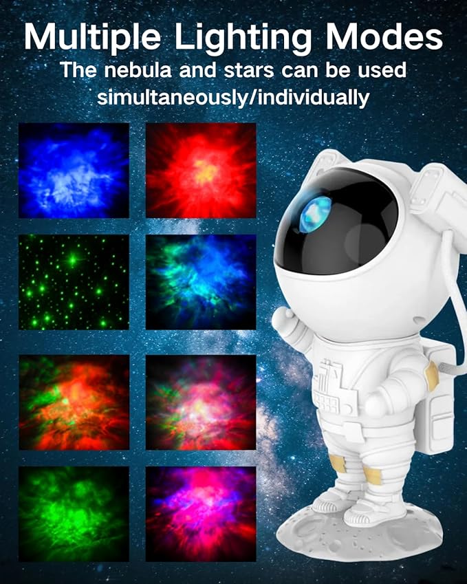 Galaxy Projector Astronaut Night Light, Star Projector Galaxy Light LED Lamp, 8 Nebula&Stars Effects, with Remote, Room Decorative Aesthetic, Gifts for Christmas, Birthdays, Holidays