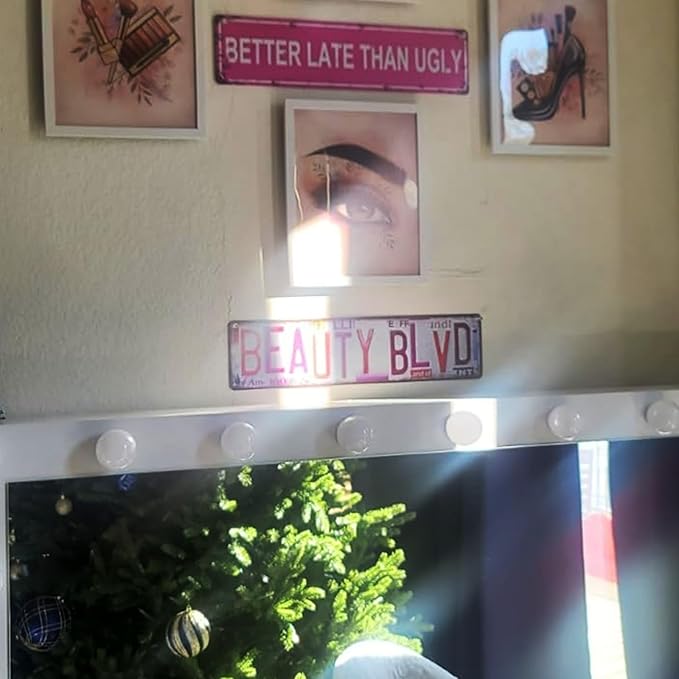 Vintage Shut Up & Kiss Me Wall Decor Street Signs Pink Room Metal Tin Signs Gife for Women Girl 16 x 4 Inches