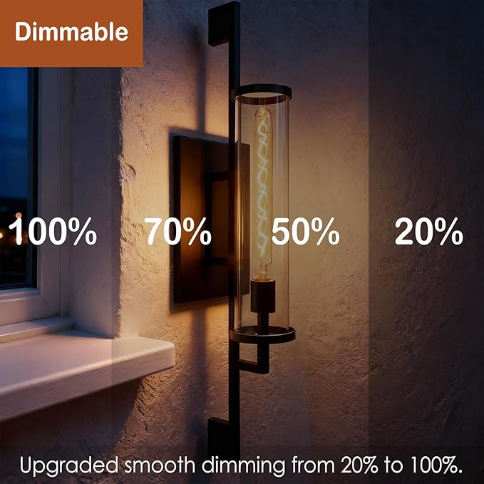 40 Watt Decorative Vintage LED Light Bulbs, Clear T32 Extended Bubble 4W LED Filament Edison Bulb,2700K Oversized Warm Lights,Dimmable E26 Lamp Base,1-Pack