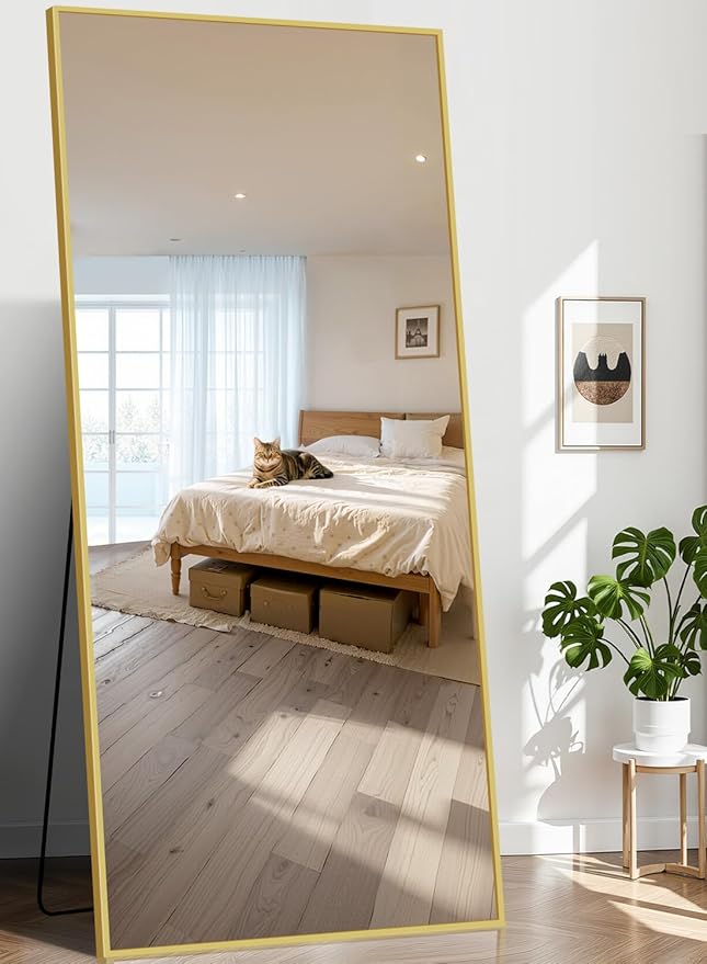 78"x35" Floor Mirror Full Length - Standing Mirror with Aluminum Alloy Frame, Large Body Mirror for Bedroom, Living Room, Wall Mounted or Leaning