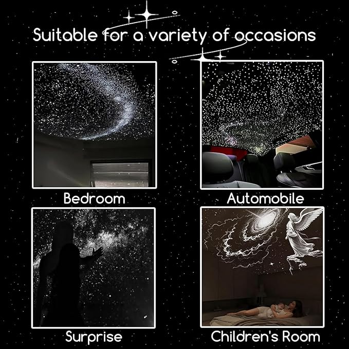 Galaxy Night Light Projector,2-In-1 Galaxy Projector with 3 Sliding Projection Films,360° Adjustable USB Starry Sky Night Light Projector with Adjustable Brightness for Car and Bedroom Decoration