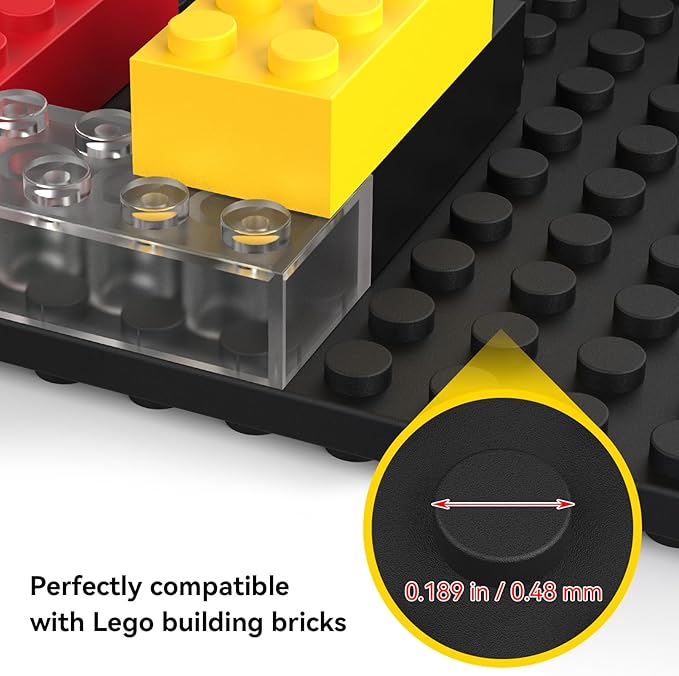 BlissBox 9-Pack Floating Shelves for Wall Compatible with Lego Building Bricks, 5x5.5inch Dual‑Sided 16x17 Studs for Toy Brick Storage and Display, ABS Display Shelves for Room Decor, Black