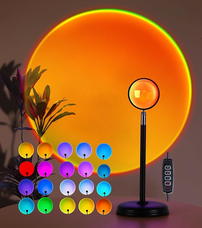 AIHYING Sunset Lamp Projector,Multicolor Changing Night Light 360 Degree Rotation Rainbow Led Sun Lamp for Photography Backgrounds,Party,TikTop Live,Christmas Gifts,Home Decor,Mood Lighting