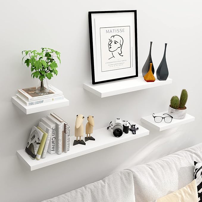 WELLAND Simons Floating Wall Shelf Ledge Shelves(36-inch, White)